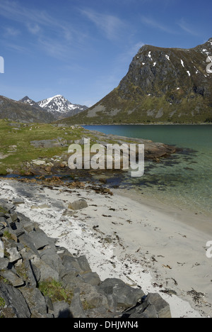 Kleiner Strand auf Flakstadpollen Stockfoto