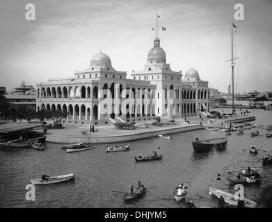 Ansicht eines Bürogebäudes am Suezkanal in Port Said, Ägypten, zwischen 1911 und 1913. Das Bild wurde von dem deutschen Fotografen Oswald Lübeck, einer der frühesten Vertreter der Reisefotografie und Schiff Fotografie an Bord Fahrgastschiffe aufgenommen. Foto: Deutsche Fotothek/Oswald Lübeck. Stockfoto