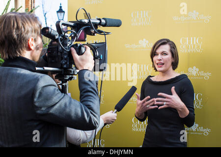 Wertheim, Deutschland. 11. November 2013. Model Milla Jovovich bei einem Fototermin im Outlet Center Wertheim Village in Wertheim. Milla Jovovich ist International Brand Ambassador von Outlet Centern Wertheim Village und Ingolstadt Village. Bildnachweis: Dpa picture Alliance/Alamy Live News Stockfoto