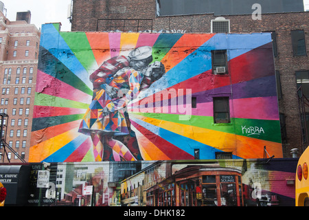 Das küssen Sailor Wandbild von Eduardo Kobra, Chelsea, New York City, Vereinigte Staaten von Amerika. Stockfoto