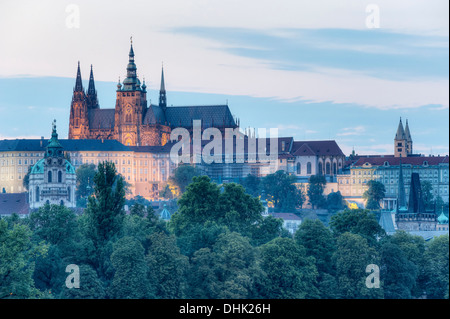 Hradschin mit Veitsdome, Komplex der Prager Burg, Prag, mittlerer Böhmen, Tschechien Stockfoto