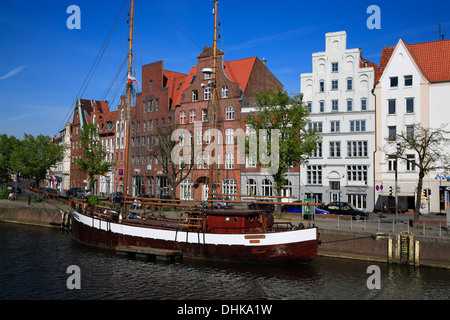 Altes Segelschiff auf Holstenharbour, Hansestadt Lübeck, Schleswig-Holstein, Deutschland Stockfoto