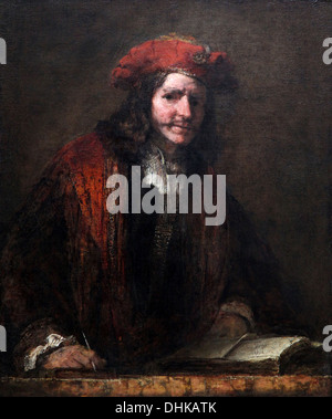 Rembrandt van Rijn.(1606-1669) der Mann mit der roten Mütze.1660. Stockfoto