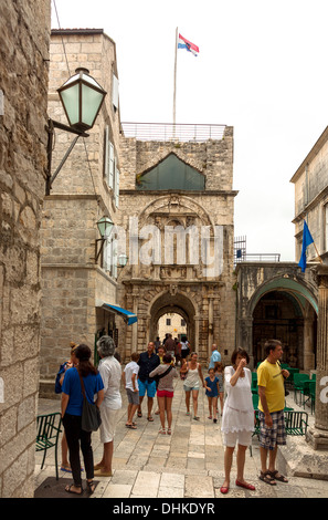 Veliki Revelin Turm in Korcula, Kroatien Stockfoto