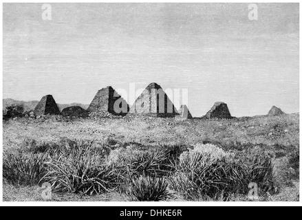 1888 nubischen Pyramiden von Meroe südliche Gruppe Stockfoto