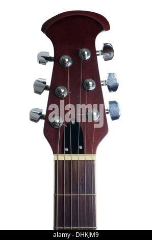 Eine akustische Gitarren Kopfplatte Stockfoto