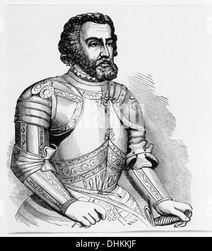 Hernando Cortez (1485-1547), spanischer Konquistador und Entdecker, führte die spanische Eroberung des aztekischen Reiches, Porträt Stockfoto
