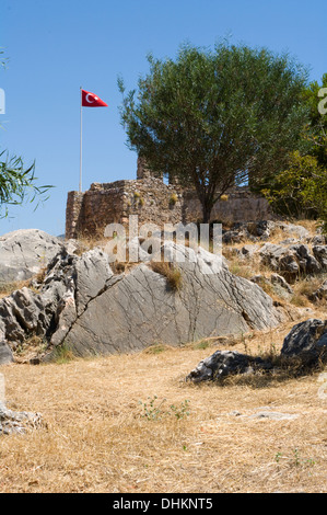 Ruinen der byzantinischen, seldschukischen und osmanischen Festung in Alanya, Mittelmeerküste der Türkei Stockfoto