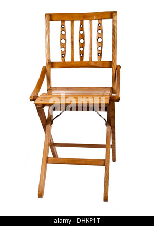 Holzstuhl isoliert auf weißem Hintergrund Stockfoto
