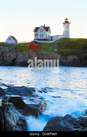 Cape Neddick Lighthouse, Nubble Light, York Beach, Maine, USA Stockfoto