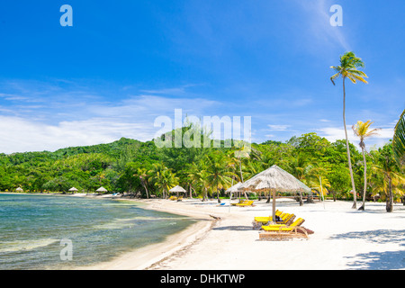 Tropischen Strand von Palmetto Bay auf der karibischen Insel Roatan Stockfoto