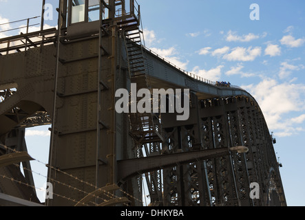 Blick auf die Sydney Harbour Bridge mit Bergsteiger Stockfoto