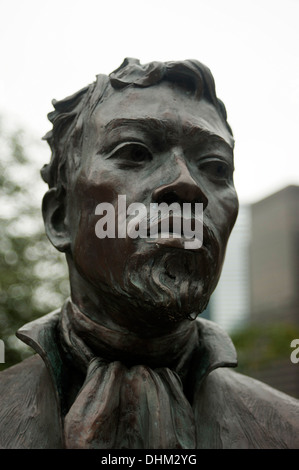 Büste von Jean-Baptiste Pointe DuSable, Gründer von Chicago, Michigan Avenue, Downtown Chicago, Illinois, USA Stockfoto