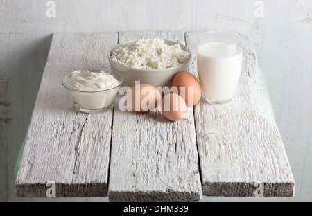 Milchprodukten und Eiern Stockfoto