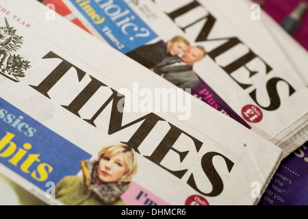 THE TIMES: UK national Press tägliche Zeitung Schlagzeile Titelseiten Stockfoto