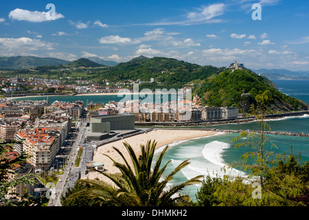 Panoramablick von Donostia - San Sebastián, Baskenland Stockfoto