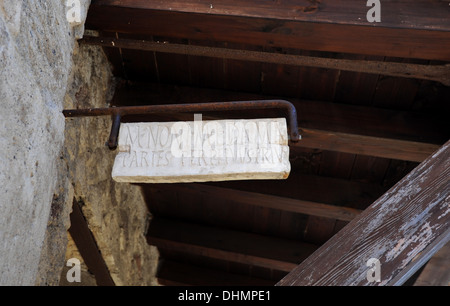 Einem Ladenschild hängen in Herculaneum Stockfoto