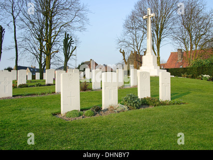 Wälle Welt Krieg ein Commonwealth War Cemetery in Ypern, Belgien Stockfoto