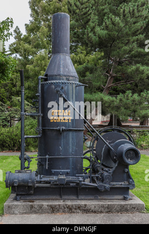 Dampf-Esel im Scotia Museum, Scotia, ein Redwood Protokollierung Unternehmerstadt in Nord-Kalifornien Humboldt County Stockfoto