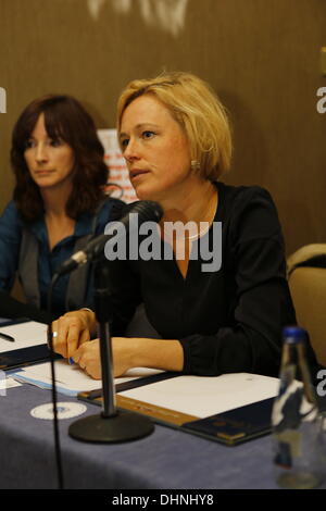 Dublin, Irland. 13. November 2013. Johanna Westeson, regional Director für Europa am Centre for Reproductive Rights, ist bei der Pressekonferenz abgebildet. Zentrum der reproduktiven Rechte brachte ein Verfahren gegen Irland in der UN-Menschenrechtsausschuss im Namen Amanda Mellet. Sie musste in das Vereinigte Königreich für eine Abtreibung zu reisen, nachdem sie während ihrer Schwangerschaft mit tödlichen fetale Anomalie diagnostiziert worden war. Abtreibungen für tödlichen Missbildungen sind in Irland verboten. Bildnachweis: Michael Debets/Alamy Live-Nachrichten Stockfoto