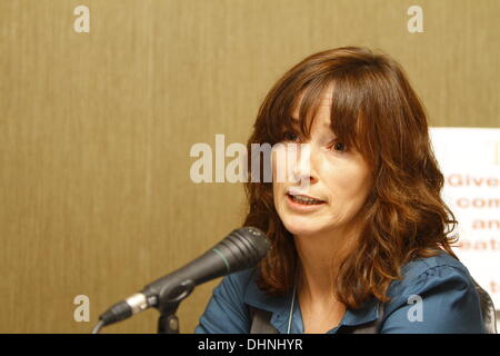 Dublin, Irland. 13. November 2013. Siobhan Murphy-Whelan aus der TFMR (Abbruch aus medizinischen Gründen) Kampagne ist bei der Pressekonferenz abgebildet. Zentrum der reproduktiven Rechte brachte ein Verfahren gegen Irland in der UN-Menschenrechtsausschuss im Namen Amanda Mellet. Sie musste in das Vereinigte Königreich für eine Abtreibung zu reisen, nachdem sie während ihrer Schwangerschaft mit tödlichen fetale Anomalie diagnostiziert worden war. Abtreibungen für tödlichen Missbildungen sind in Irland verboten. Bildnachweis: Michael Debets/Alamy Live-Nachrichten Stockfoto