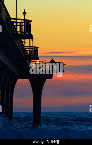 New Brighton Pier an der Dämmerung, Christchurch, Südinsel, Neuseeland Stockfoto