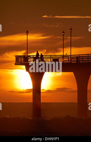 New Brighton Pier an der Dämmerung, Christchurch, Südinsel, Neuseeland Stockfoto