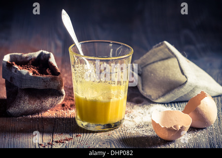 Geschmack der Kindheit, Eigelb mit Zucker Stockfoto