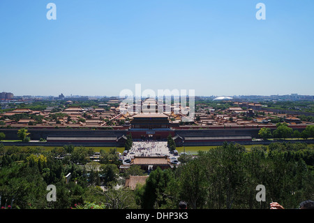 Mit Blick auf die Verbotene Stadt von Jingshan Park, Peking, China Stockfoto