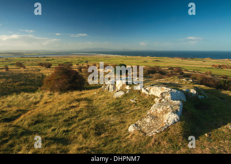 Die Küste von East Lothian und die Pentland Hills von Gullane Hill, Gullane, East Lothian Stockfoto