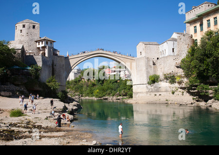 die alte Brücke Mostar, Bosnien und Herzegowina, Europa Stockfoto