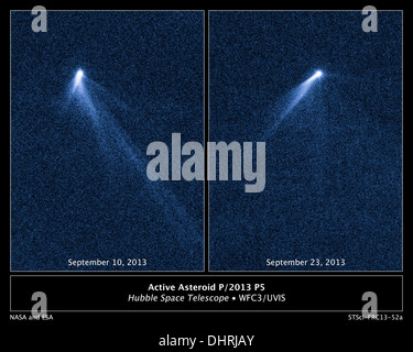 NASA Hubble sieht Asteroiden Auslauf sechs kometenhaften Tails Stockfoto