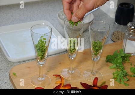 Taglilien, Fingerfood vorbereiten Stockfoto