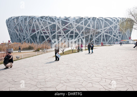Nationalstadion, auch bekannt als das Vogelnest in Chaoyang District, Beijing, China Stockfoto