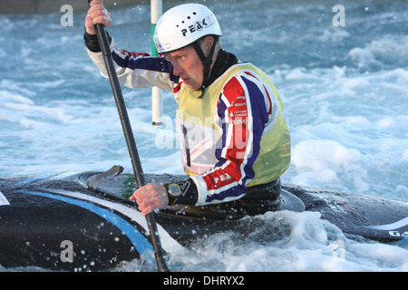 Finale der British Open 2013 - Slalom Kanu, Lee Vally White Water Centre, London am 3. November 2013 Stockfoto