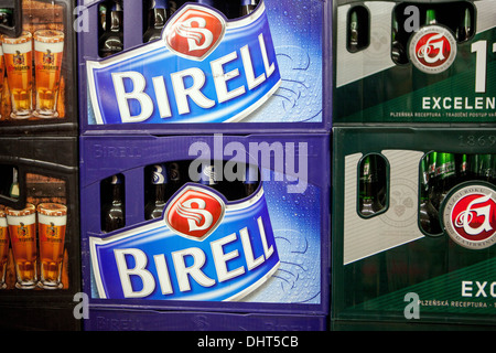 alkoholfreies Bier Birell Kiste Logo Zeichen Tschechische Stockfoto