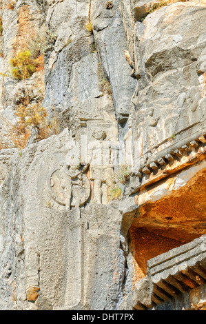 Relief Klippe Gräber Myra Türkei Stockfoto