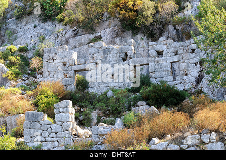 Häuser stehen in Kekova Türkei Stockfoto