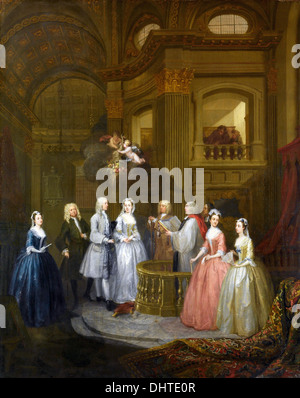 Hochzeit von Stephen Beckingham und Mary Cox - von William Hogarth, 1729 Stockfoto