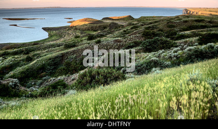 Fort Peck Montana Lake bei Sonnenaufgang USA Stockfoto