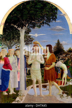 Die Taufe Christi - von Piero, 1450 Stockfoto
