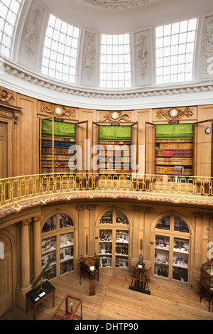 Niederlande, Haarlem, Teylers Museum zugänglich für die Öffentlichkeit seit 1784. Blick auf Bücherregale in ovaler Saal Stockfoto