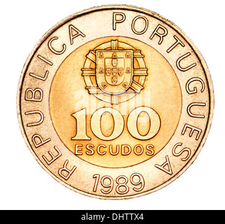 Portugiesische Münze - 100 Escudos Pre-euro Stockfoto