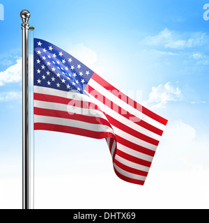 amerikanische Flagge und blauer Himmelshintergrund Stockfoto