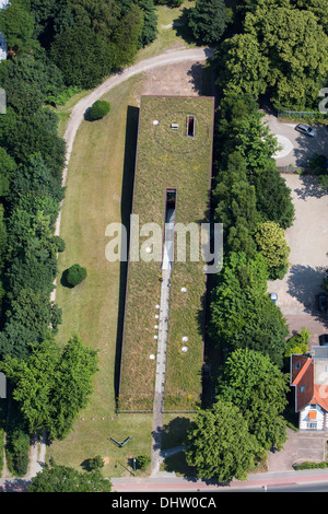 Niederlande, Hilversum, Bereich für cross Media genannt Mediapark. Dachgarten auf Studio. Luftbild Stockfoto