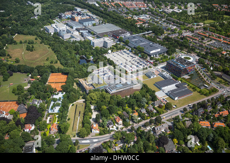 Niederlande, Hilversum, Bereich für cross Media genannt Mediapark. Luftbild Stockfoto