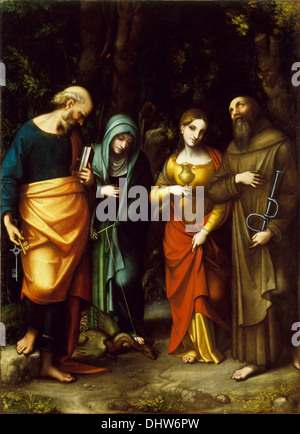 Heiligen Petrus, Martha, Maria Magdalena und Leonard - von Correggio, 16. Jh. Stockfoto