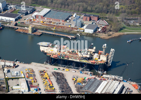 Niederlande, Rotterdam, Hafen. Luftbild Stockfoto