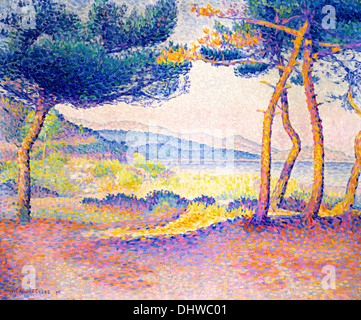 Pinien entlang der Küste - von Henri-Edmond Cross, 1896 Stockfoto