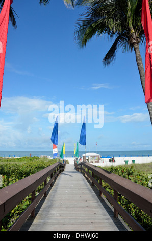 Fußweg zum Strand von Marco Island Hilton Resort Stockfoto